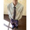Spring New Striped Simple Lapel Shirt Men's High-end Retro Long-sleeved Top