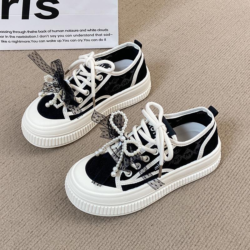 Fashion CRLAYDK Fashion Women's Lace Jacquard Platform Tennis Walking Casual Shoes for Ladies Breathable Skate Lace Up Sneakers