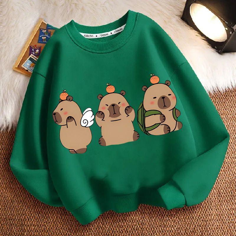 

Children s Fashion Capibara Hoodies for Autumn and Winter, Loose Long-sleeved Hoodies for Boys and Girls 130