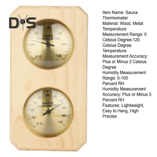 Sauna Thermometer Large Screen No Battery Required High Precise Wall-Mounted Temperature Monitoring 2-in-1 Sauna Digital Thermometer Hygrometer