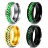 Three-Color Personalized Titanium Steel Ring with Outdoor Nature Leaf Texture for Men & Women