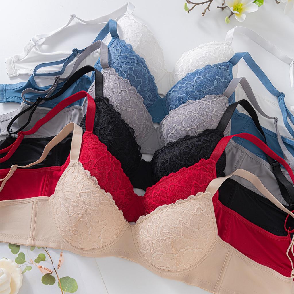 Lace Lingerie, Women's, Top Support, with Steel Rims, Versatile, Breathable, Plain Bra