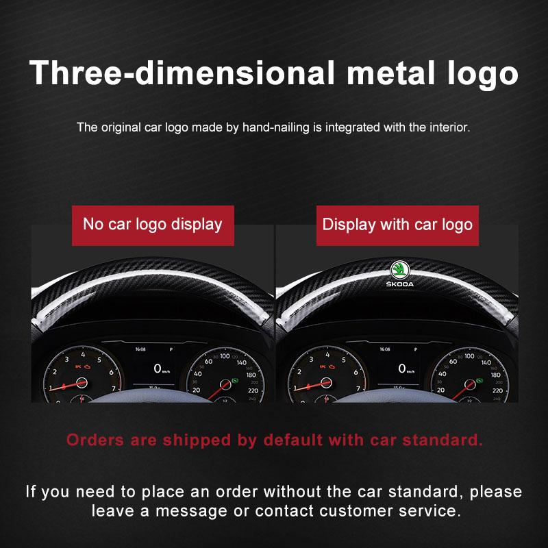 1Pcs Carbon Fiber Car Steering Wheel Cover Emblem Car Accessories for Skoda SCALA Superb Octavia 2 3 A4 A5 Fabia Kamiq Kapoq Kodiaq Rapid
