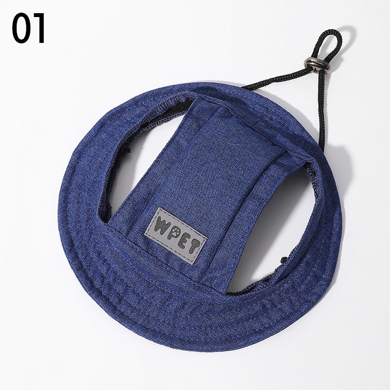 Linen Denim Dog Hat with Ear Holes Summer Outdoor Travel Sport Sun Protection Cap Adjustable Hat for Small Medium Large Dogs