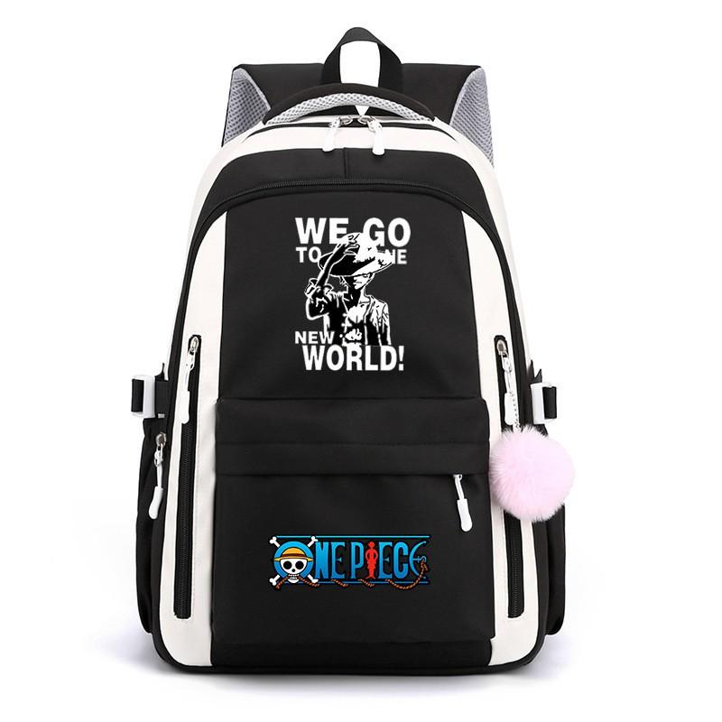 One Piece Anime Super Novice Luffy Printed Canvas School Backpack Teens High Capacity Travel Bag