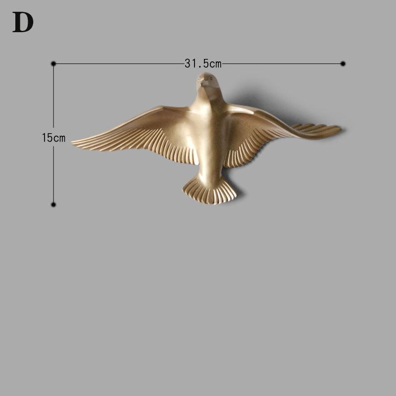 3D resin bird wall decorations three-dimensional wall stickers white gold bird statue living room TV sofa background wall art