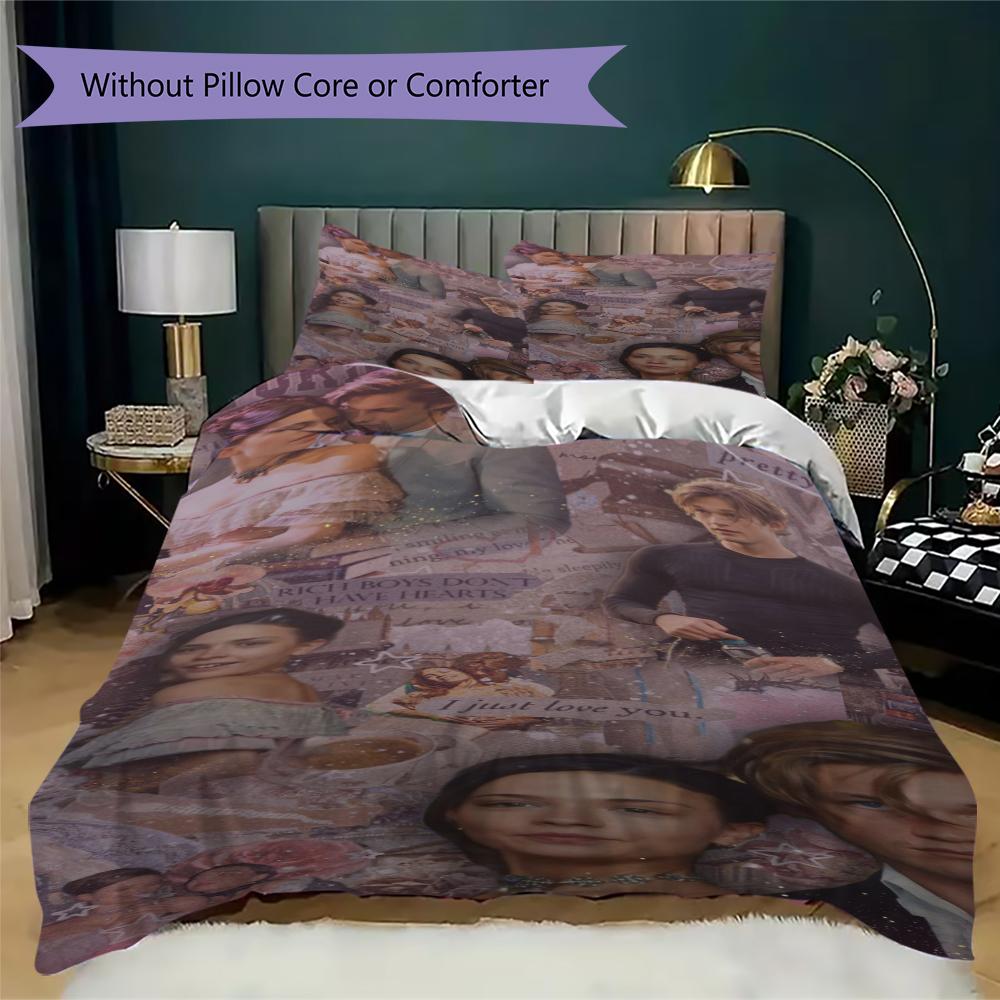 Maxton Hall Pattern Bedding,Quilt Set Quilt Cover Pillowcase Home Birthday Gift(1 * Duvet Cover + 2 * Pillowcase, Without Core)_lx