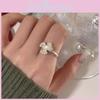 Trendy Korean-inspired Floral Design Adjustable Copper Ring For Women Stylish Elegance