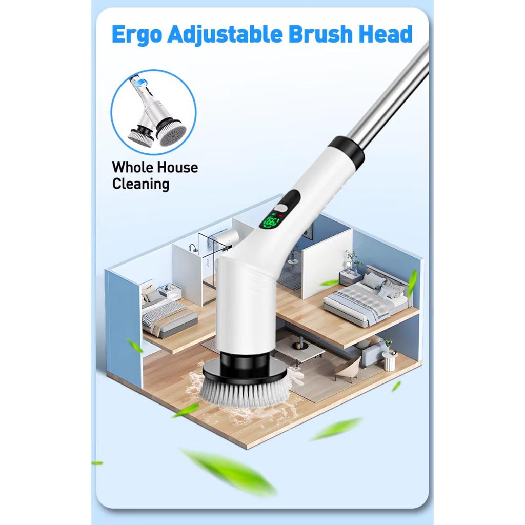9 in 1 Multifunktionale elektrische Reinigungsbürste, Kabellose rotierende Reinigungsbürste, Tragbarer einziehbarer digitaler Reiniger