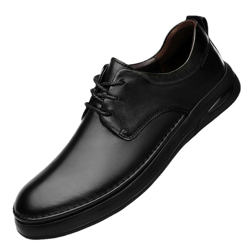 2025 leather shoes men's first layer cowhide comfortable polishing men's shoes leather soft sole dad shoes wholesale casual breathable