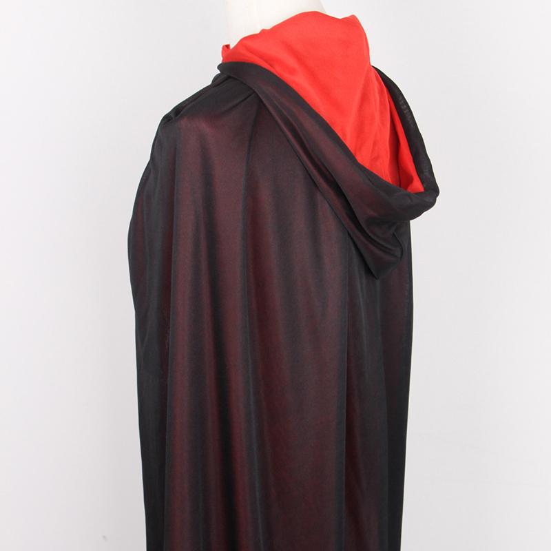 On Hand Hooded Cape Adult Unisex Long Cloak Black Red Halloween Costume Dress Coats