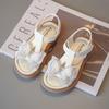 Girls Beach Shoes T-strap Soft Sole Children Princess Shoes Shiny Sweet Bows 2025 Summer New Kids Sandals Non-slip Cute Trendy