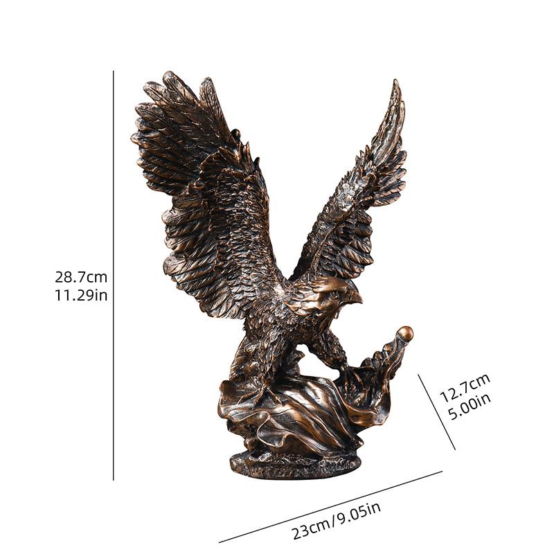 Antique Bronze Lifelike Eagle Sculpture Resin Animal Statue Home Decor Craft Ornament for Bedroom and living room