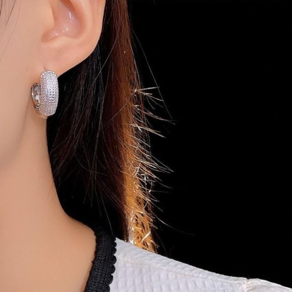 Ear Jewelry Zircon Hoop Earrings Temperament Women Sparkling Earrings  Daily Wear