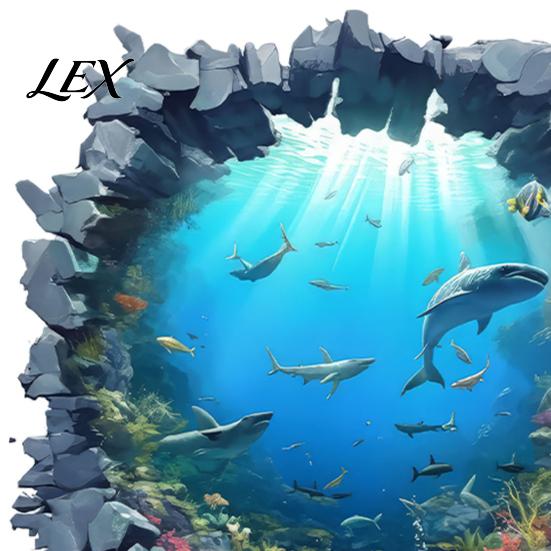 Removable PVC Wall Decor Underwater Shark Sticker, Realistic 3D Ocean View Decal, Waterproof Peel And Stick Window Clings Mural for Living Room