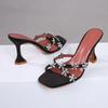Fashion Shiny Crystal Flowers Decorative Women's Sandals 2025 Elegant High Heeled Slide Sandals for Women Cross Strap Summer High Heels