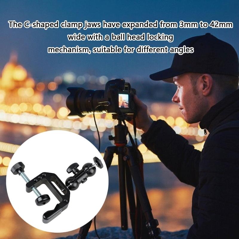 Camera Mount Clamp Arm With 1/4-20 Thread for Camera Action Camera Flash Light Microphones Monitor Security Camera