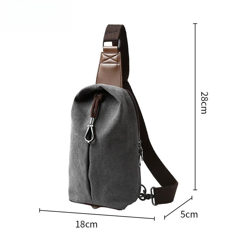 

Men Canvas Chest Bag Large Capacity Crossbody Bags Retro Shoulder Bag Casual Student Messenger Bag 18*5*28CM серый