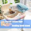 Natural Wood Parrot Stand Multifunctional Feeding Accessory Includes Feeding Bowl For Conures Lovebirds Finches