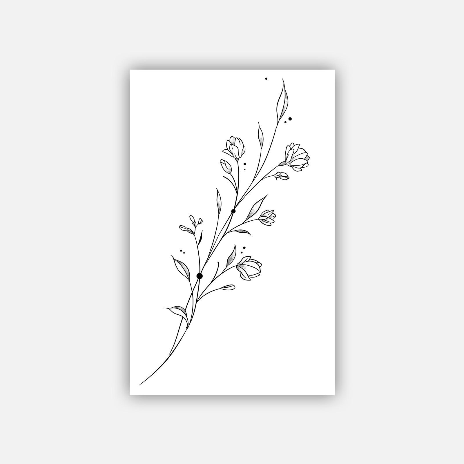 Retro Personality Simple Small Fresh Wicker Plain Flower Spine Back Tattoo Sticker 12*19CM