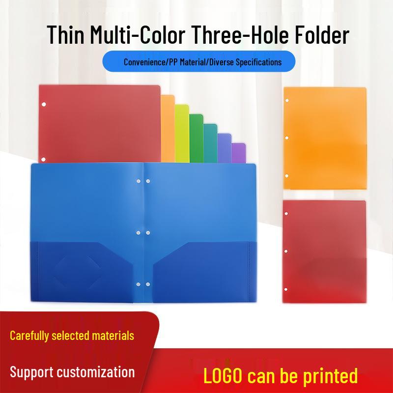 Multi-color Three-Hole A4 Waterproof Report Folder - Plastic PP Office Document Organizer