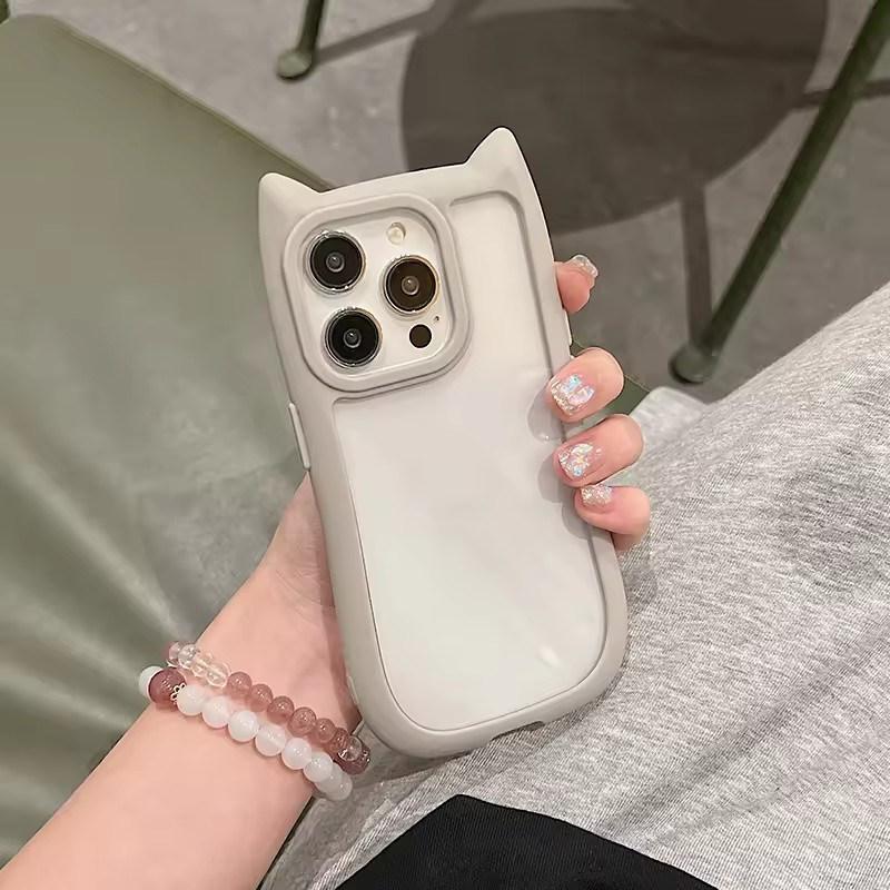 Cute 3D Cat Ear Transparent Phone Case For iPhone 17 Air 16 15 14 Plus 13 12 11 Pro Max Cartoon Lovely Shockproof Clear Cover