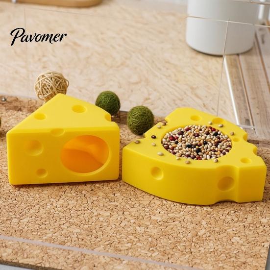 Durable Hamster Burrow Cheese Hideout, Funny Cave House, Small Pet Golden Food Bowl, Cage Accessory for Gerbils, Guinea Pigs Animal Nest