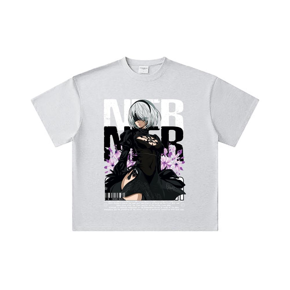 260 GSM Double Yarn 32 Count 100% Cotton Nier Automata V1 Print Unisex Heavy Cotton T Shirt