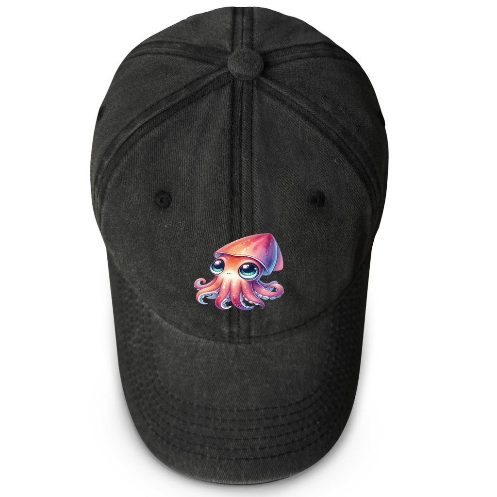 Octopus Print Snapback Sun Hat, Animal Flat Cap Summer Adjustable Strap Headwear Unisex Adjustable Baseball Cap