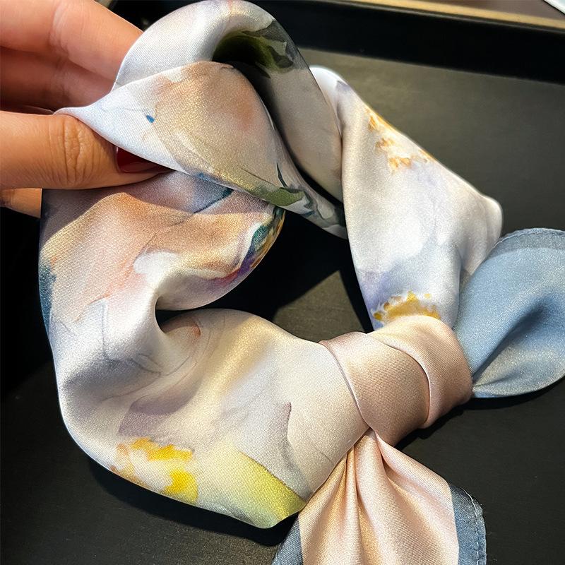 100% Natural Real Silk Scarf Women Shawls Wraps for Ladies Scarves Bandana Summer Satin Flower Foulard Femme Square Scarfs Hijab