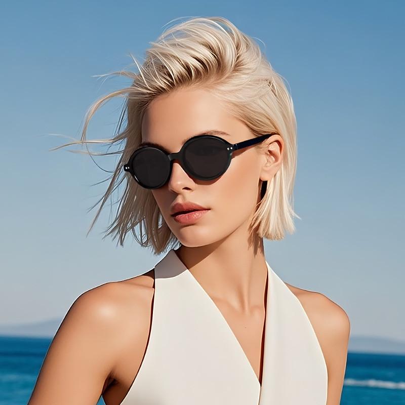 Retro Korean Style Round Frame Sunglasses With Uv400 Protection For Outdoor Fashion And Sun Protection