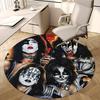 Banda KISS, Tapete de Cadeira de Rock Redondo, Carpete de Escritório, Lavável à Máquina, Antiderrapante, Adequado para Salas de Estar, Quartos