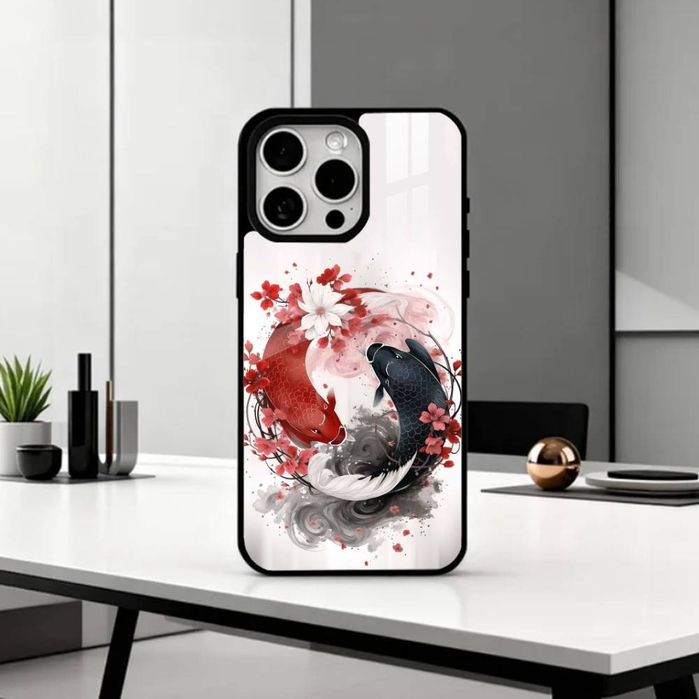 Y-Yin Yang Koi Fish Zen Art   Phone Case For iPhone17,16,15,14,13,12,11 Plus,Pro Max Magnetic For Magsafe Wireless Charging