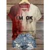 Summer New Fashionable Women's V-Neck Bloody Shirt Solves the Problem of T-Shirts and Interesting Halloween Blood Coats for Wome