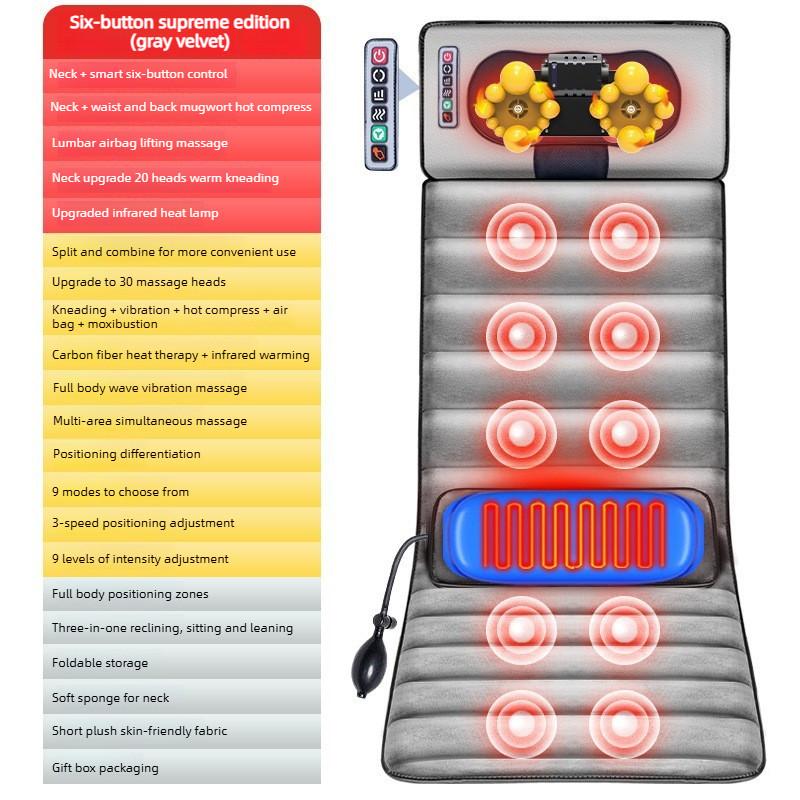 Multi Functional Massage Mattress Waist And Neck Heating Massager Household Intelligent Electric Cushion