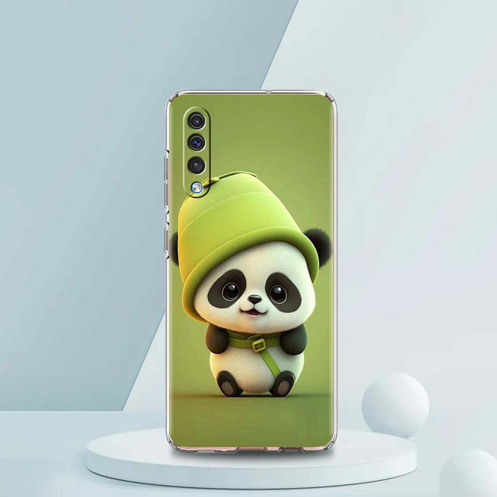 Cute Animal Panda Luxury Transparent Phone Case for Samsung Galaxy A12 A02 A03S A50 A70 A40 A10 A20 A30 Cover Silicone Shell Bag