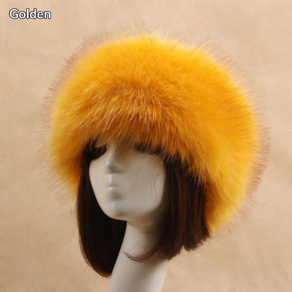 Women's Hat Faux Fox Fur Headband Hat Autumn and Winter Warm Headband Hat Plush Open Top Hat