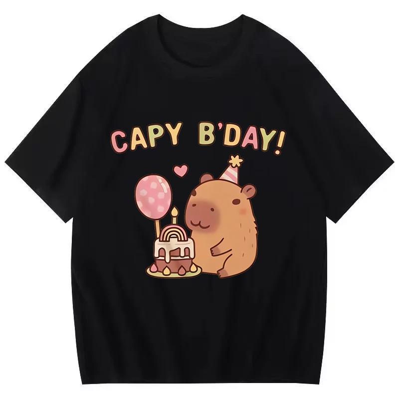 Funny Capybara Printed T Shirt Men Women Vintage Summer Short Sleeve T-shirt 90s Gothic Tshirt Casual EU Size Tees Tops Clothes