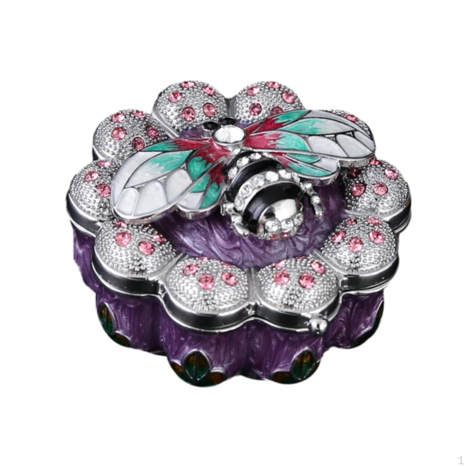 

Шкатулка для хранения ювелирных изделий Коллекционные украшения Мини-украшения Безделушки Кольца Серьги фиолетовый