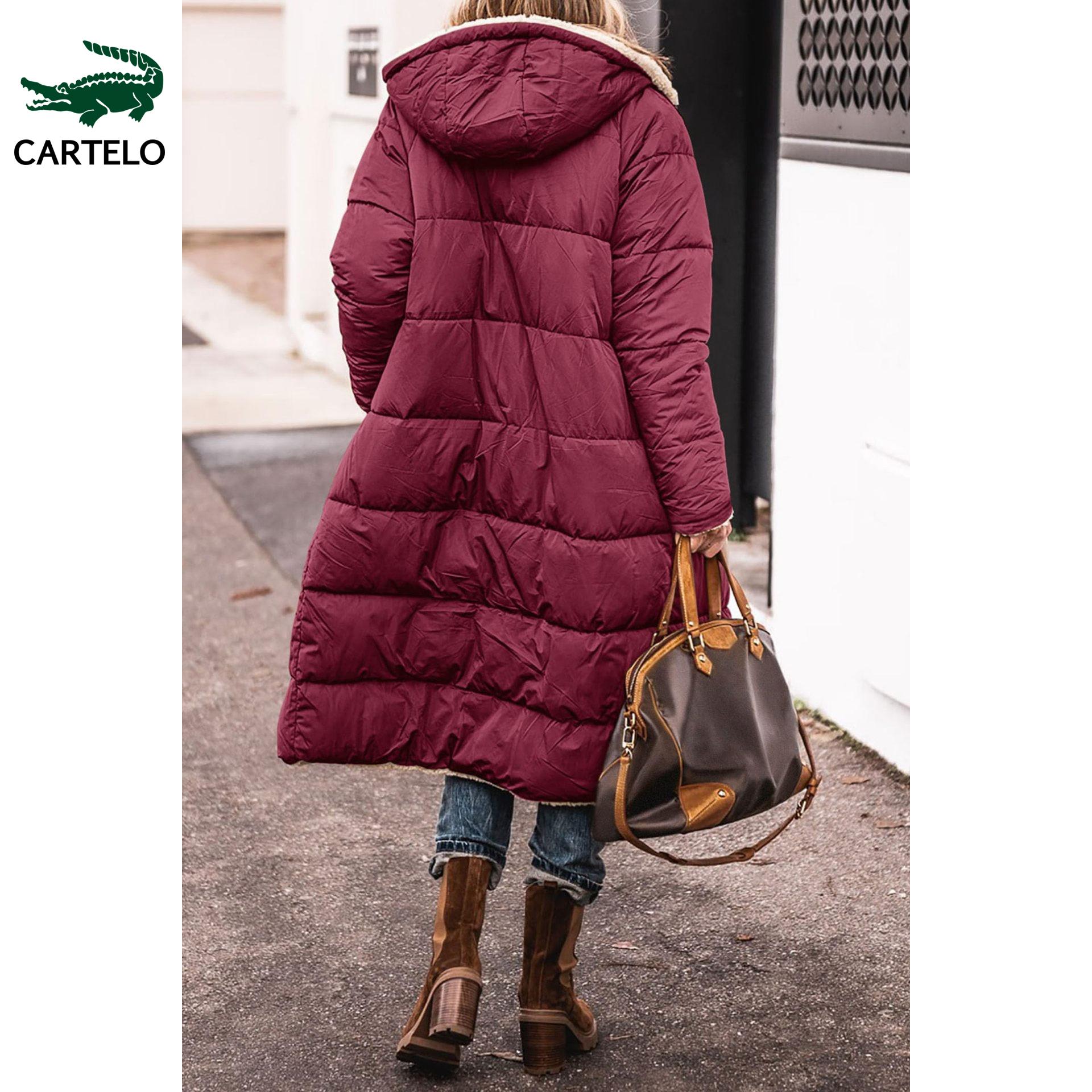 

CARTELO осенне-зимнее женское хлопковое платье с капюшоном, двусторонний облегающий кардиган с длинными рукавами, пальто, топ