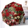 1 STuks Roze Bloemige Paraplu - 8 Ribben Versterkt, Automatisch Openend, Lichtgewicht & Duurzaam, Modeaccessoire voor Buiten, Strand L0344