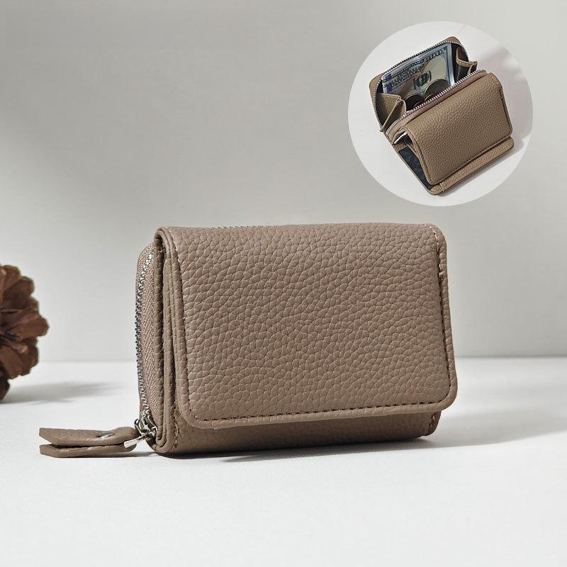 Japanese Style Women's Tri-fold Mini Leather Wallet: Large Capacity Multifunctional Coin Purse