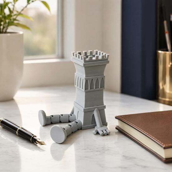 3D Printed Articulated Castle Action Figure, Flexible Fantasy Tower Toy, Creative Desk Decor & Fidget Toy, Unique Gift for Model Lovers Kids