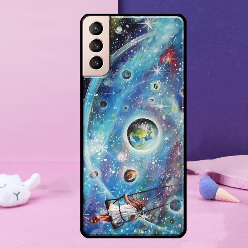 Moon Stars Space Phone Case For Samsung Galaxy S25 S24 Ultra S9 S10 S20 S21 S22 Plus S23 FE S24 FE Cover