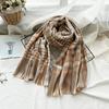 Autumn and Winter Long Scarf with Fringed Warm Women's Imitation Cashmere Plaid Shawl