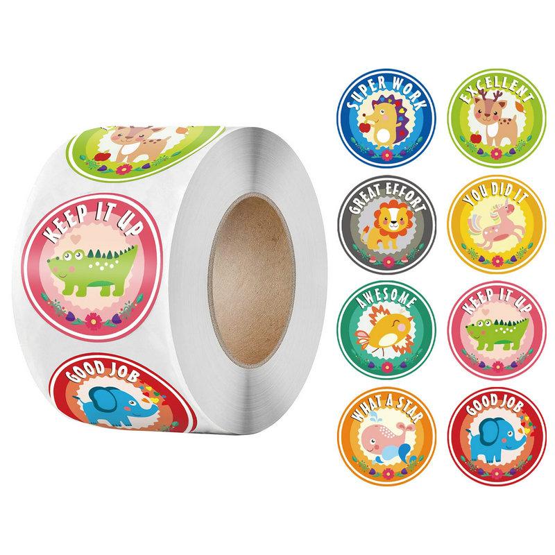 Wholesale New Kids' Motivational Stickers Cute Animal Reward Sticker Friendly Campus Office Classification Self-Adhesive Labe