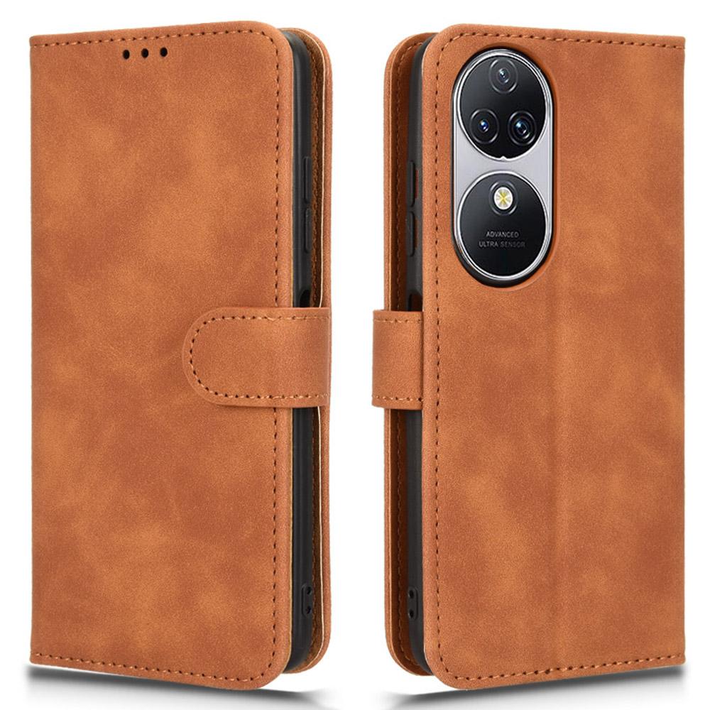 

For Oukitel C38 Case Skin-Feel PU Leather Wallet Phone Cover Brown