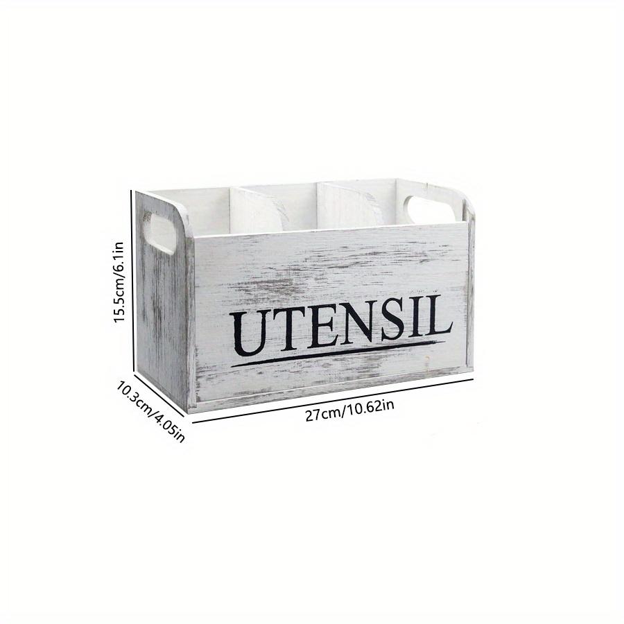 1 шт Белый деревянный держатель для кухонной утвари с 3 отделениями Органайзер-стойка для столовых приборов вилок лопаток и ложек Помогает содержать ваши кухонные принадлежности в порядке белый 1690₽
