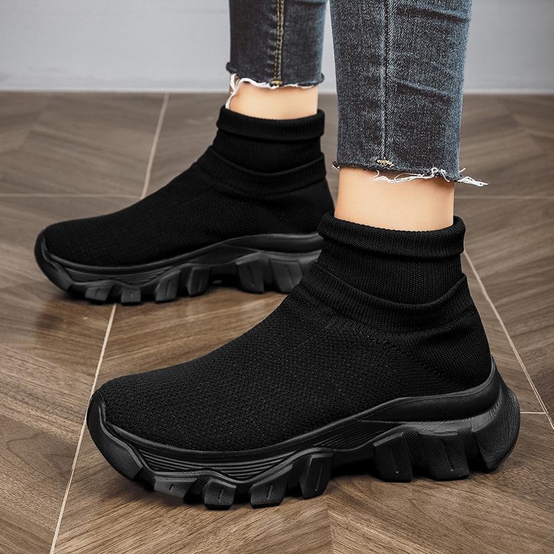 Unisex High Elastic Sock Sneakers Breathable Thick Bottom Platform Height Increase Sports Shoes for Women and Men