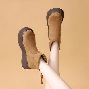 . Muffin thick-soled heightening short boots, autumn and winter casual round-headed women's boots